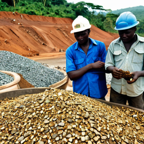 Home 6 Mining in Sierra Leone**
"A professional photograph showcasing a bustling diamond mining operation in Sierra Leone. Focus on the equipment and workers, all fully clothed in appropriate attire for the environment. Background features the landscape of Sierra Leone. Emphasize ethical and sustainable mining practices. Safe for work, appropriate content, professional, perfect anatomy, natural proportions, well-formed hands, proper finger count, modest clothing, family-friendly."
**